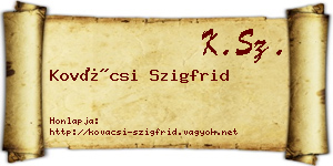 Kovácsi Szigfrid névjegykártya